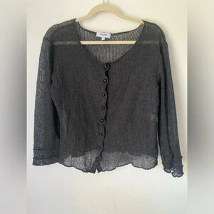 Vintage Moschino Sweater Women’s 10 Made In Italy Wool Cardigan Sheer Scalloped